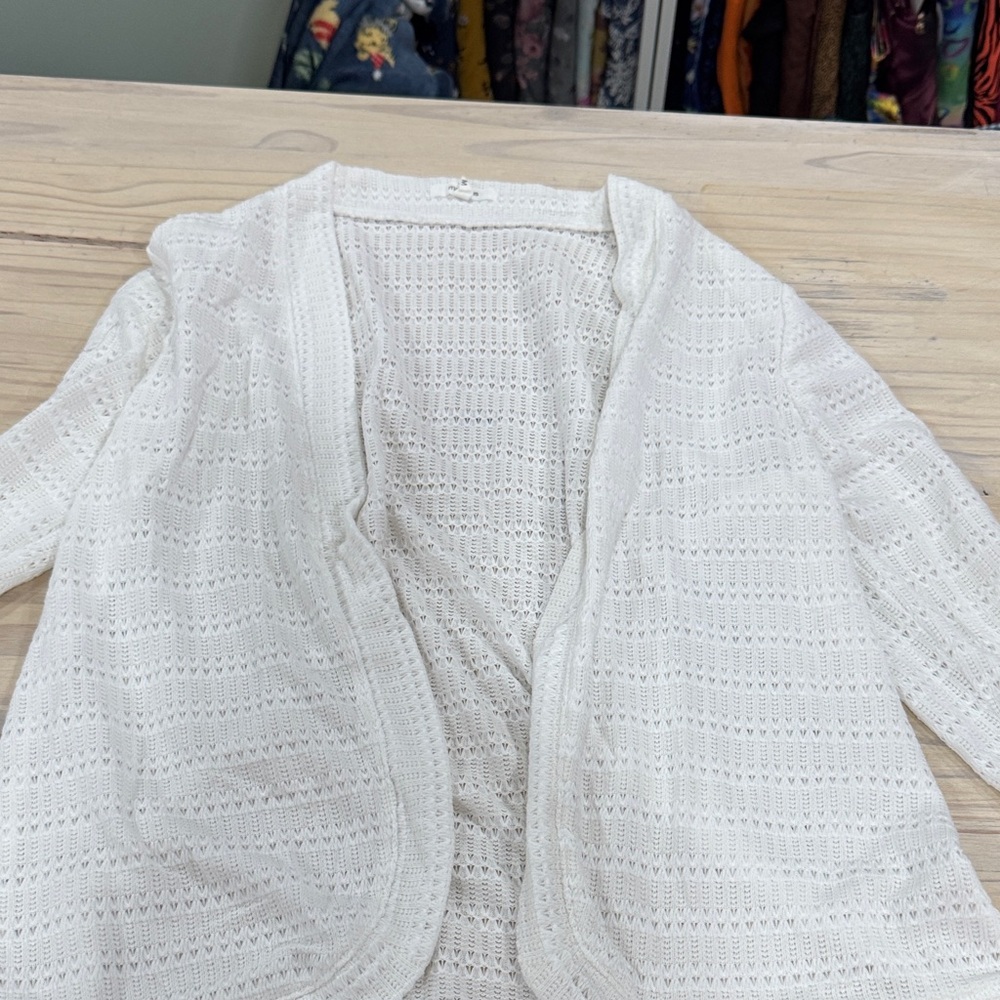 Maurices White Open-Knit Cardigan